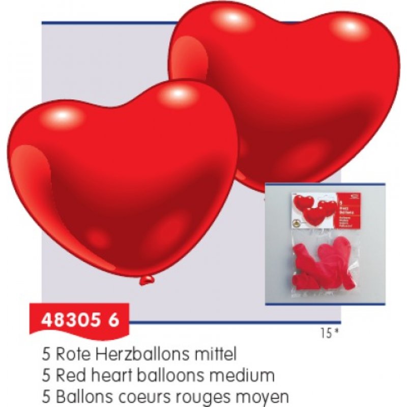 Ballons rot Herzform 5St. 60c