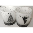 Teelicht "Tanne / Engel" sort. Glas...