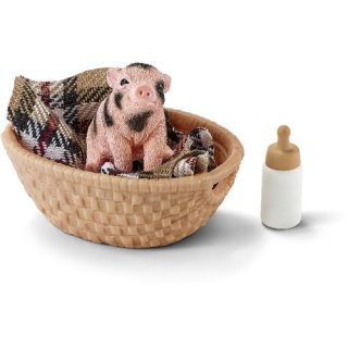 Mini-Schwein mit Fläschchen