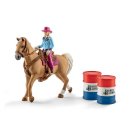 Barrel racing mit Cowgirl