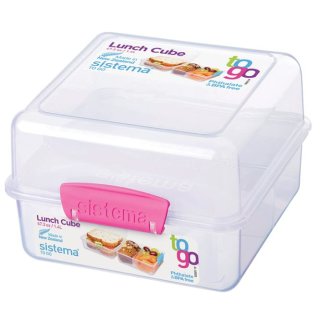 Lunch Cube To Go pink, 1,4l, 3.fach unterteilt