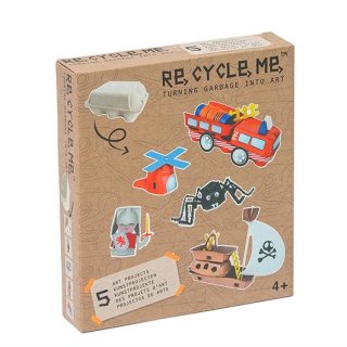 ReCycleMe Bastelspaß für 5 Modelle (Feuerwehrauto, Hubschrauber, Spinne, Ritter,