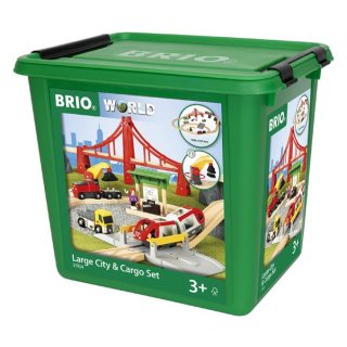 Brio 33924 Großes City & Frachten Set in Kunststoffbox