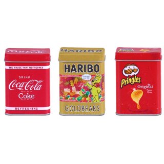 0056.6 Metalldosen Set Haribo, Coca Cola und Pringles