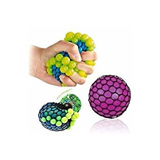 Squeezy-Ball im Netz 7cm, 4-farbig sortiert
