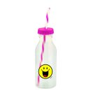 ZAK! Smiley Sodaflasche mit Strohhalm pink 550ml
