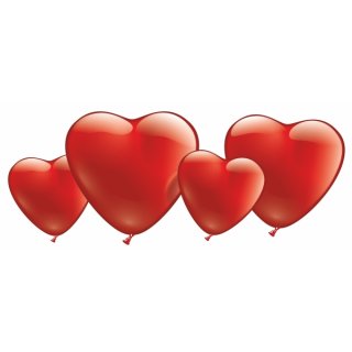 Herzballons rot 10 Stück, Umfang 30+60cm