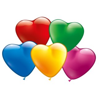 Herzballons bunt 20 Stück, Umfang 30cm