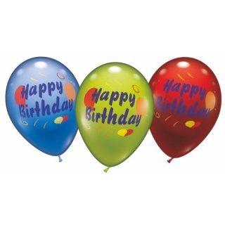 Ballons Happy Birthday 6 Stück,Umfang 90-100 cm