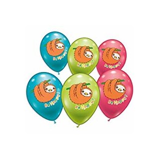 Ballons Be happy Faultier 6Stück, Umfang 90-100cm
