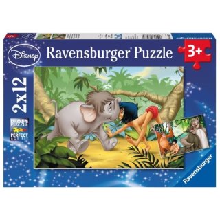 Ravensburger 75874  Puzzle Disney Dschungelbuch Mogli & seine Freund 2 x 12 T.