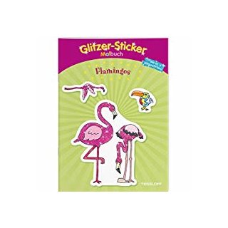 Glitzer-Sticker-Malbuch. Flamingos