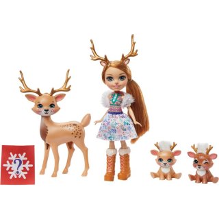 Mattel GNP17 Enchantimals Rainey Reindeer Puppe, Marathon &amp; Familie