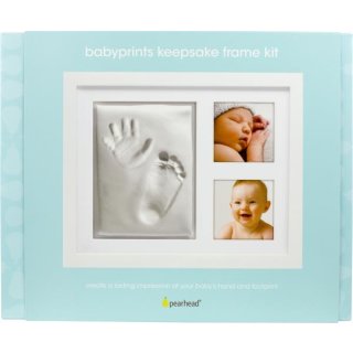 <br>Babyprints Erinnerungsrahmen für 2 Fotos und Hand- und Fußabdruck
