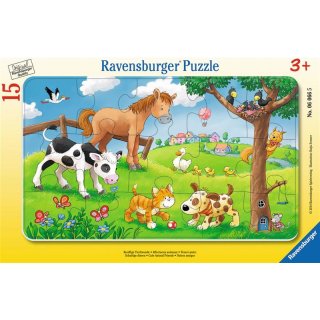 Ravensburger 06066 Rahmenpuzzle Knuffige Tierfreunde 15 Teile