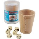 Leder-Würfelbecher natur 9 cm+6 Würfel