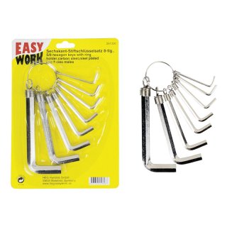EW Seckskant-Stiftschlüsselsatz, 8-tlg., CV-Stahl, vernickelt. Schlüsselweiten: 2/2,5/3/4/5/6/8/10 mm