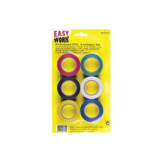EW Klebeband PVC, 6-teiliges Set, 0,13 x 18 mm x 10 m