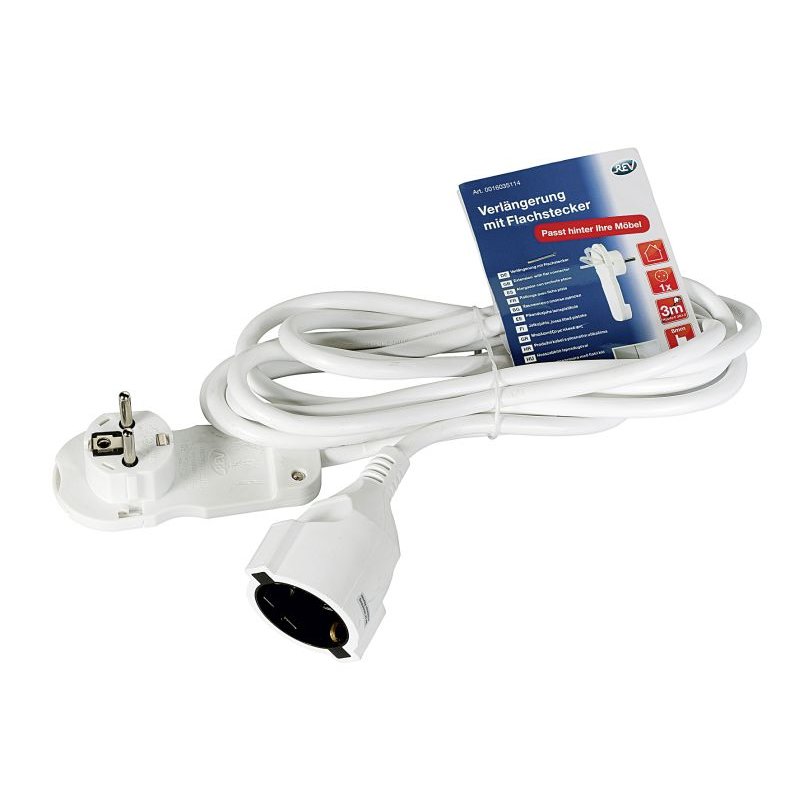 VELAMP Flachstecker 90° Weiß Matt | 1 Einheit | Einfacher Stecker Für Elektroinstallation