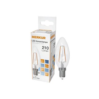 MERKUR LED Faden Kerzenlampe Retrofit E14 210lm 2 Watt