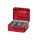 HMF Geldkassette mit Zylinderschloss 20x16x9cm farbig sortiert (blau,weiß,schwarz,rot)