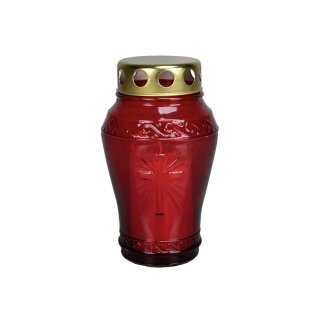 Grablampe Glas mit Golddeckel konisch Öllicht Nr. 3 17,5cm