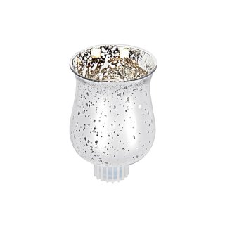 Kerzenhalteraufsatz Glas für Teelichte 8cm Ø5,5cm silber