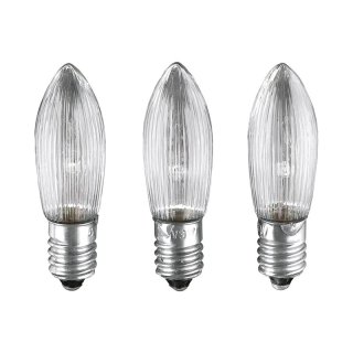 HELLUM Ersatzkerze für Stimmungsleuchter 7fla. 34V/3W E10 klar 3 Stück