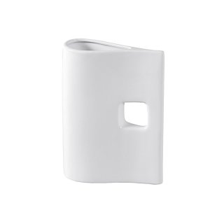 Vase mit 1 Quadrat Keramik 14x20cm weiß