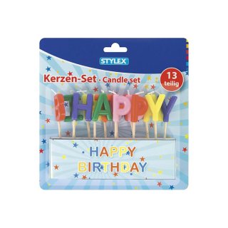 STYLEX Kerzen Buchstaben Happy Birthday 13teiliges Set