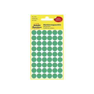AVERY ZWECKFORM Etiketten 3143 Markierungspunkt Ø12mm grün 270 Stück
