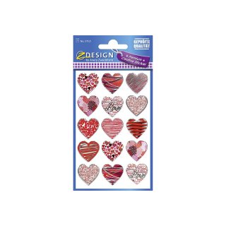 AVERY ZWECKFORM Sticker 57521 Herzen rot/pink Effektfolie 1 Bogen