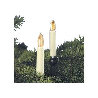 HELLUM LED-Lichterkette mit 20 Riffelkerzen warm elfenbein 16,3m