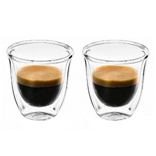 DELONGHI Espressogläser doppelwandige Espresso Thermogläser 60 ml 2er Set