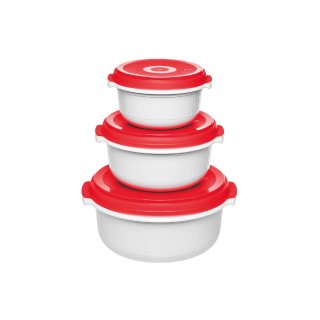 EMSA Mikrowellentopf Micro Family 0,5/1,0/1,5l weiß/rot