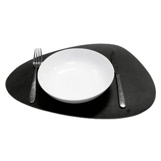 PROFINO Tischset recyceltes Leder kieselförmig 41x30cm schwarz