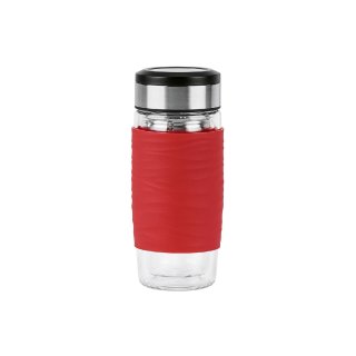 EMSA Isolierbecher Tea Mug 0,4l Glas Manschette red