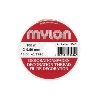 MYLON Dekorationsfaden 100m Ø0,5mm transparent auf Rolle