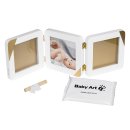 My Baby Touch Double Print Frame, Gold dipped/White