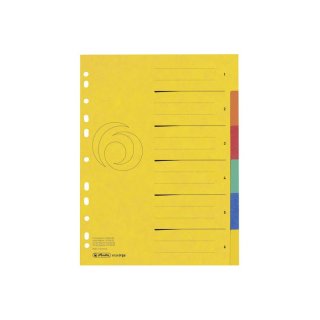 HERLITZ Kartonregister A4 XXL 5 Farben gelocht mit Orgadruck 6teilig