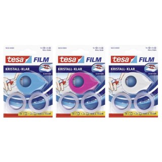 TESA tesafilm® 2Rollen kristall-klar + Mini Abroller farbig sortiert