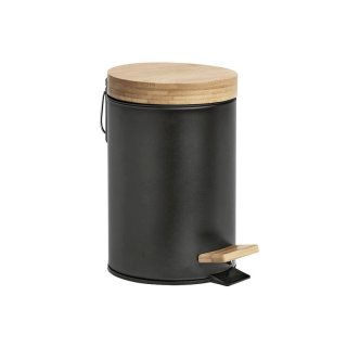 ZELLER PRESENT Kosmetikeimer soft-close 3l Ø16,8x24cm Metall/Bambus schwarz