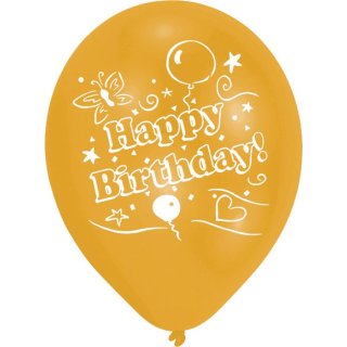 8 Latexballons Happy Birthday 2-seitig 25,4 cm / 10