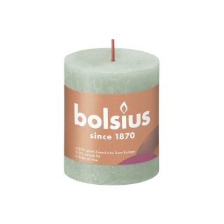 BOLSIUS Stumpenkerze Rustiko Shine 8x7cm salbeigrün
