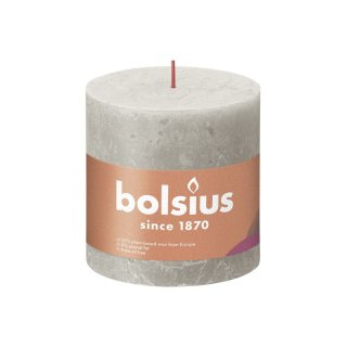 BOLSIUS Stumpenkerze Rustiko Shine 10x10cm sandgrau