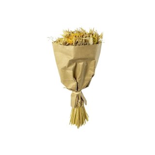 Trockenblumen-Bouquet Mix in Kraftpaper 45cm gelb