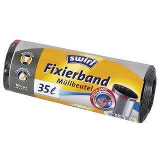 SWIRL Müllbeutel 65x63cm mit Fixierband 35l Rolle mit 10 Stück