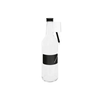 DOSEN-ZENTRALE Gradhalsflaschen 500ml weiß mit Kreidefeld und 28mm PP-Verschluss schwarz