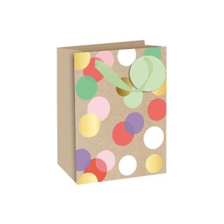 SANDER-WIELER Geschenktüte Konfetti groß 13,6x26,3x32,3cm KraftpapierFolienprägung