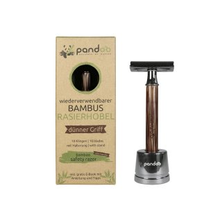 PANDOO Bambus Rasierhobel mit schmalen Griff  inkl. 10 Klingen